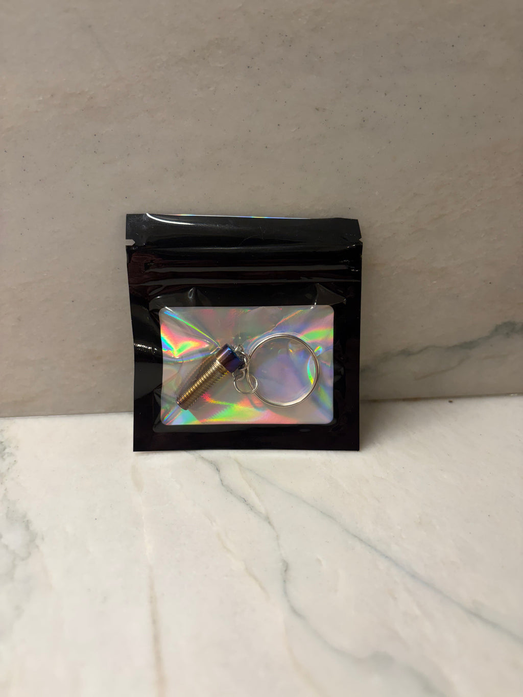 Burnt titanium keychain